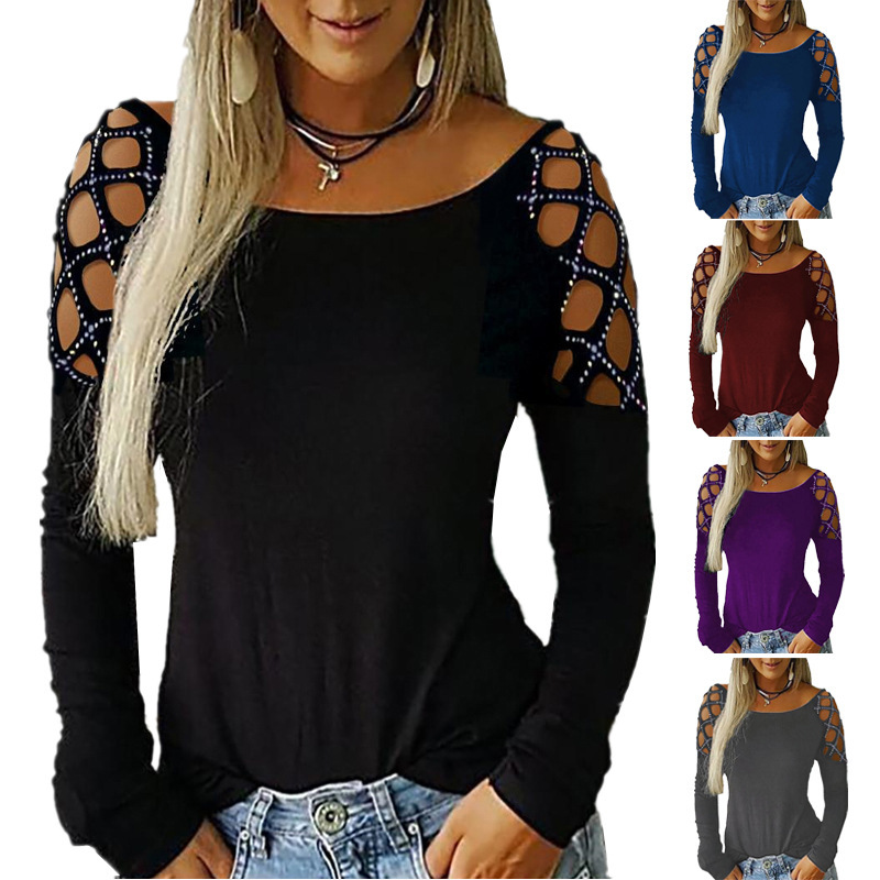 Blouse Off Shoulder - Camiseta de manga larga para mujer,