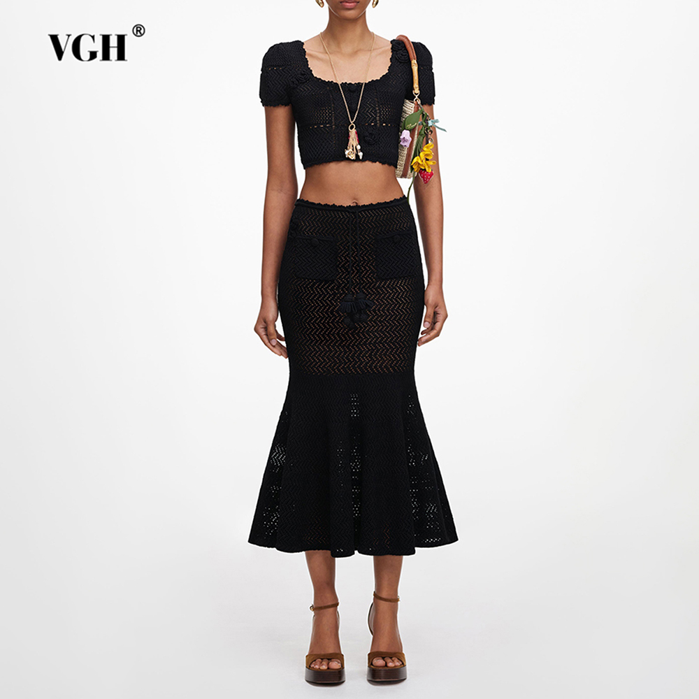 Conjunto de Dos Piezas VGH Neg - Crop Top Crochet reseña y precio