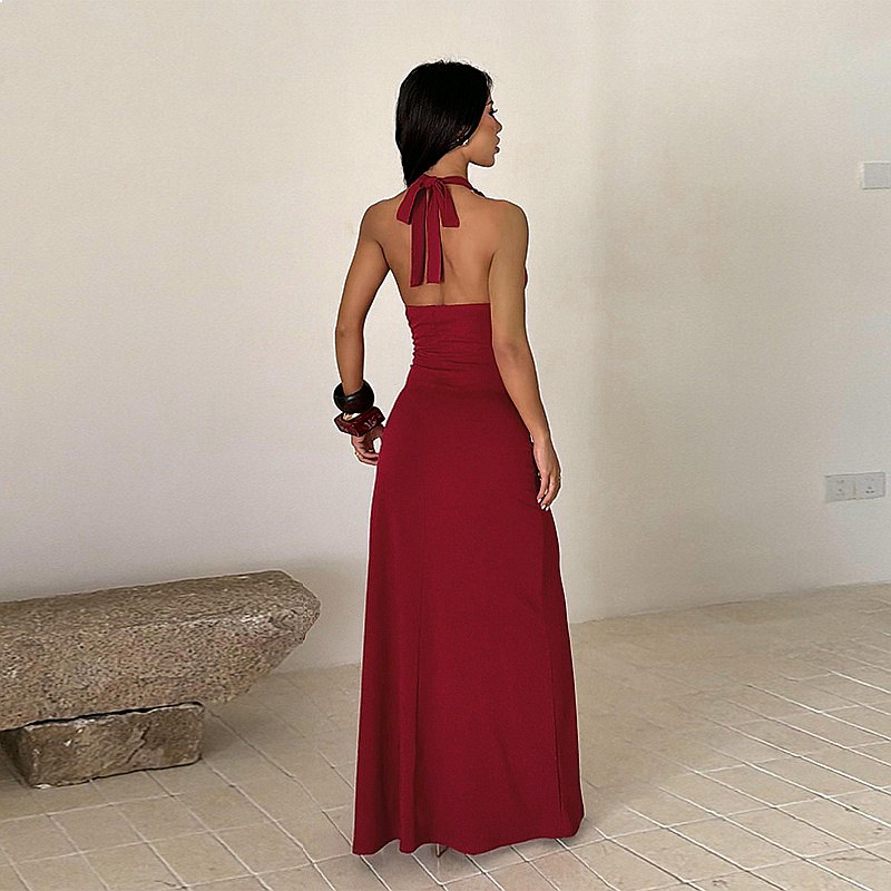Vestido de Noche Elegante con  - Maxi Dress Halter reseña y precio